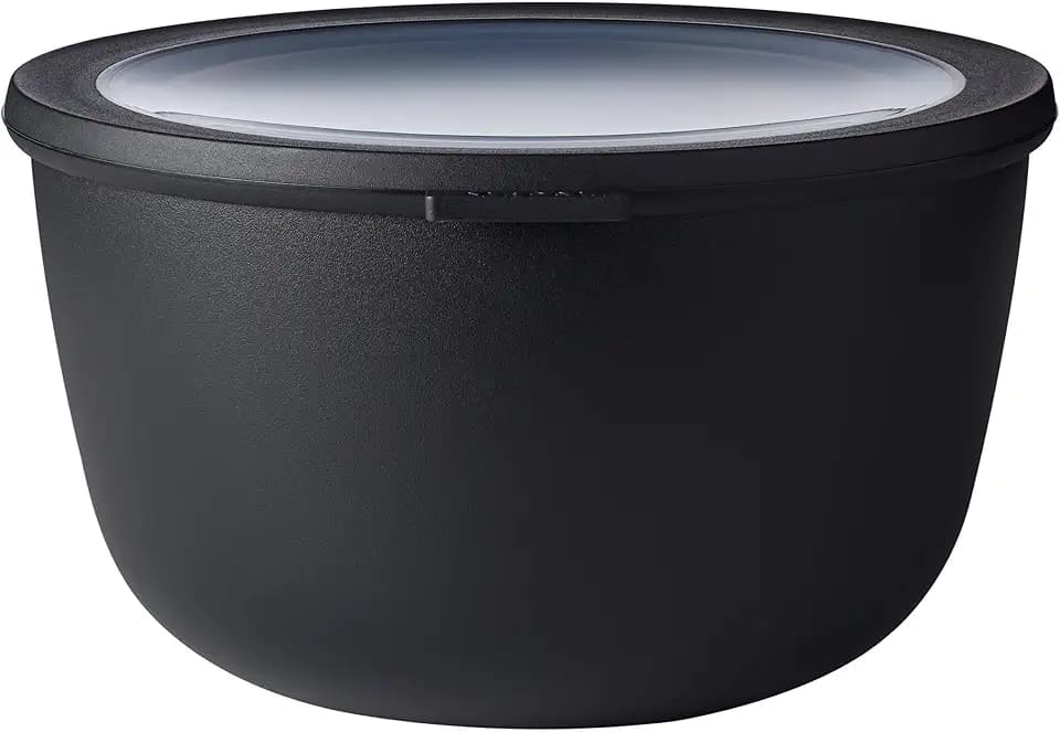 Mepal Multi Bowl Cirqula Round - Mikrowellen Geschir - Geeignet als Luftdichte Aufbewahrungsbox für den Kühlschrank, Mikrowellengeschirr & als Frischhaltedosen - 3000 ml - Nordic black