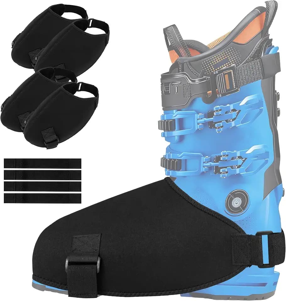 Ski Boot Covers, 2 Pairs Neoprene Ski Boot Gloves Keep Your Feet Dry and Warm, Waterproof Skiing Shoe Protector with Removable Toe Straps for Winter Sports Accessory, Skiers Gift