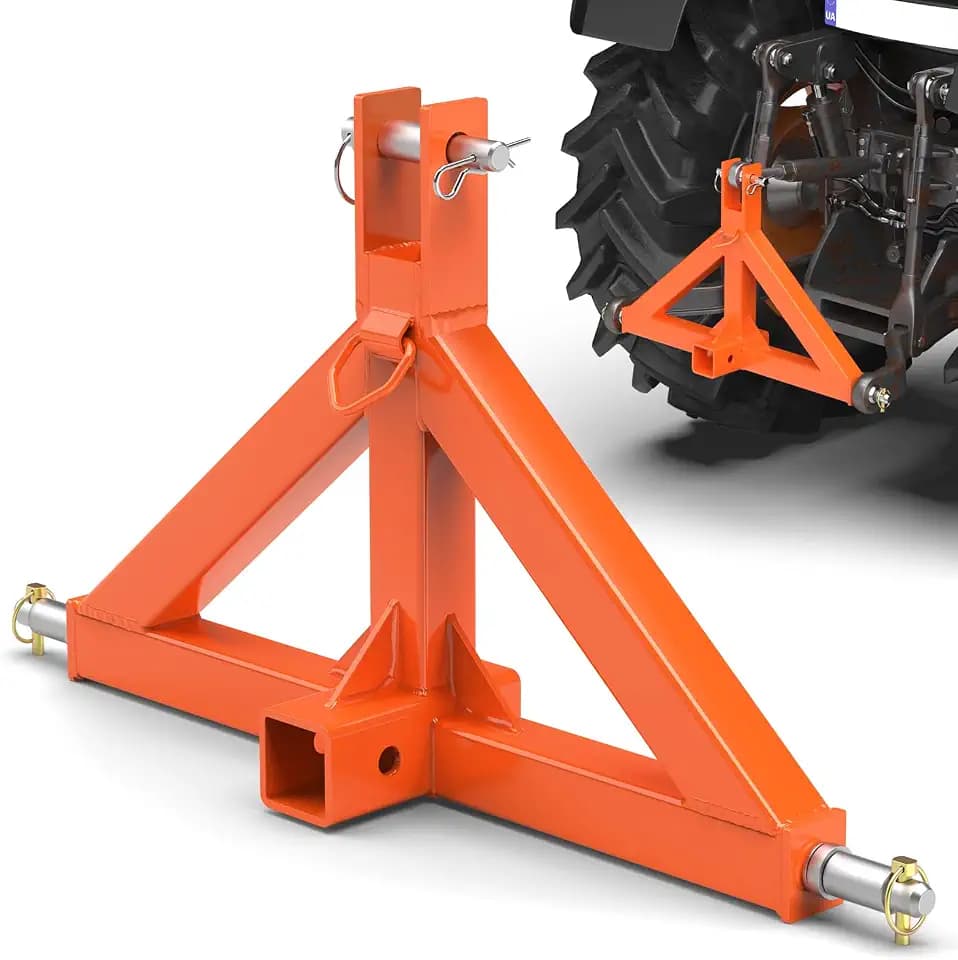 3 Point Trailer Hitch with 2" Receiver for Cat.1 Tractor Quick Hitch Orange
