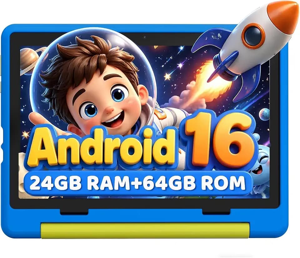 Kids Tablet,Android 16 Tablet for Kids 10 inch with Case,24GB RAM 64GB ROM