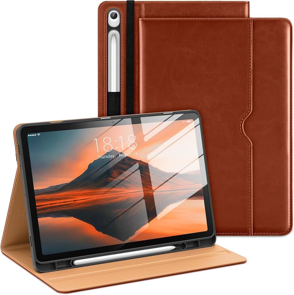 DTTO Leather Case for Samsung Galaxy Tab S10 Lite / S10 FE / S9 FE, Brown
