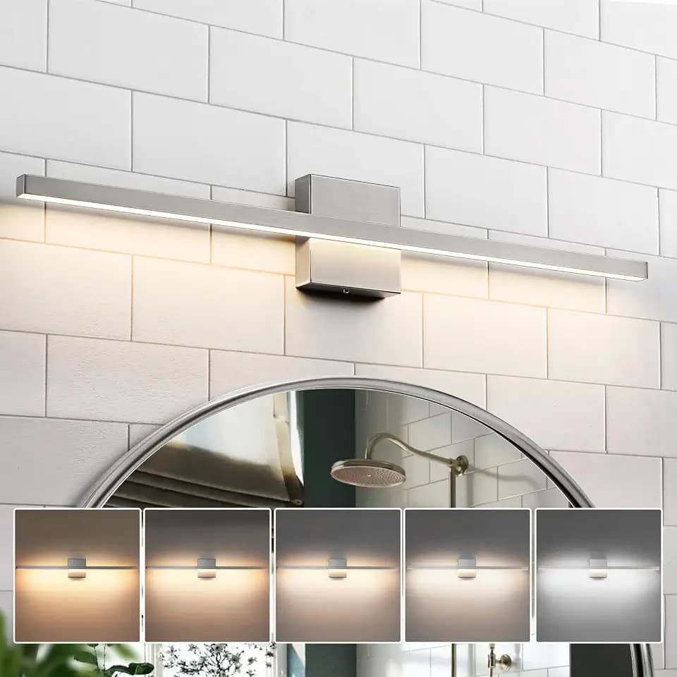 Epinl Brushed Nickel Bathroom Light Fixture Over Mirror 31.5 inch Modern Vanity Light Fixture 22W 5CCT Dimmable Light Bar LED Lighting Fixture for Bathroom Bedroom