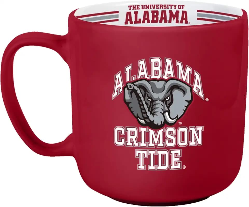Logo Brands NCAA Alabama Crimson Tide 15oz Stripe Mug - Team Logo, Inside Print, Standard Handle, Microwave & Dishwasher Safe