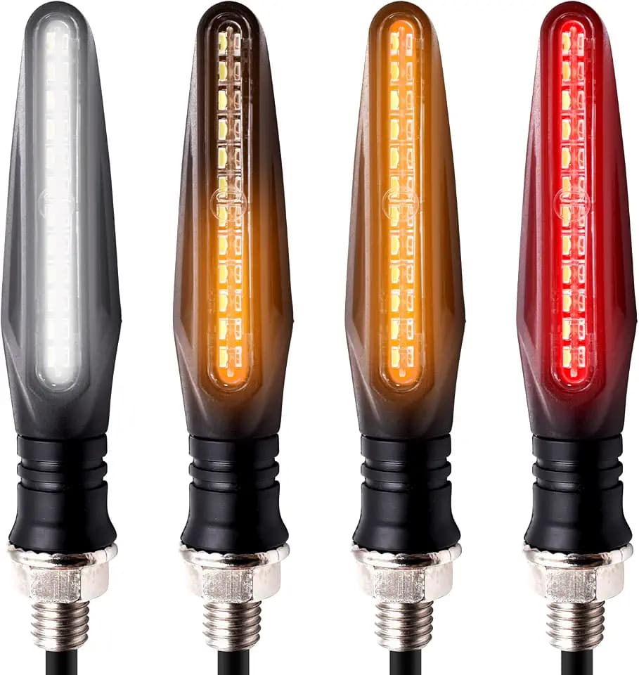 Acelane Motorcycle Indicator Lights Flowing LED Turn Signal Lights Blinkers Brake Light Daytime Running Light Rear Front 12V for Motorbike Scooter