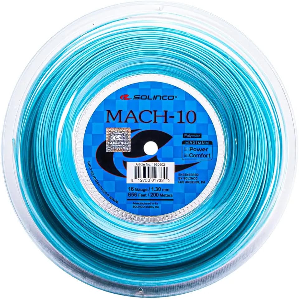 Solinco Mach-10 Co-Polyester Tennis String Reel 656 ft / 200 m – Explosive Power, Superior Feel & Tension Maintenance – CloudFORM Technology, Soft Durable Performance String