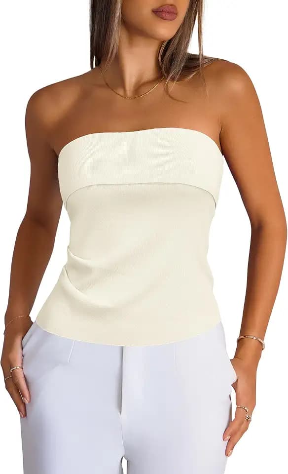 Arach&Cloz Women's Silk Blend Non See Through Non Slip Fall Fashion Tube Top 2026