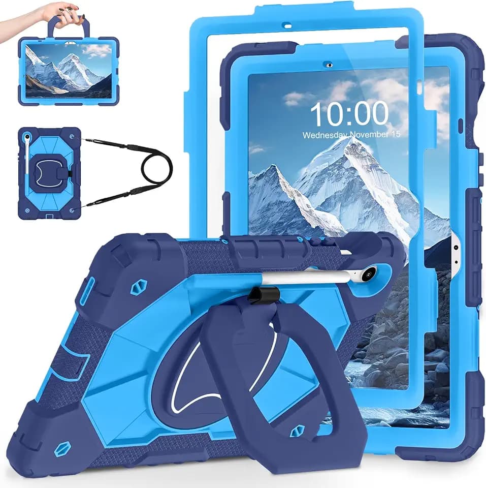 WESOROL Case for Samsung Galaxy Tab S10 Lite/S10 FE/S9 FE 10.9 Inch Galaxy Tab S9 11 Inch,Shockproof Cover for Samsung S9 FE Tablet Case with Screen Protector Rotate Stand Pen Holder,Navy Blue