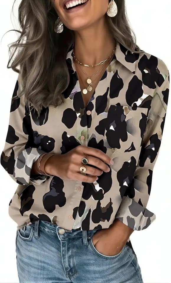 Zeagoo Blouses for Women Long Sleeve Dressy Casual Button Down Shirts