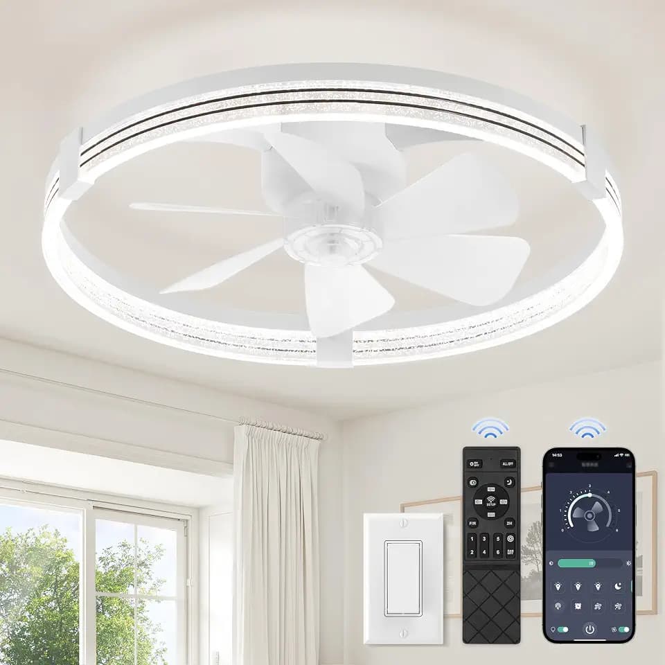 ZMISHIBO Ceiling Fan with Light and remote, 23'' Low Profile Ceiling Fans