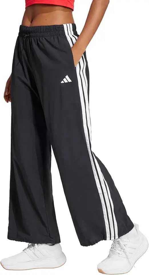 adidas Womens Essentials 3-Stripes Lifestyle Woven Parachute Tracksuit Bottoms Casual - Black