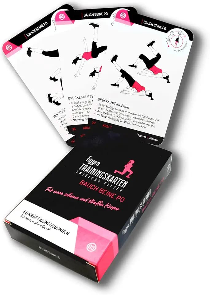 figgrs® Bauch Beine Po - 57 Trainingskarten mit 50 Bodyshaping Fitness Übungen für einen schlanken & Straffen Körper I Sport ohne Gerät zuhause & überall durchführbar I Von Anfänger bis Profi