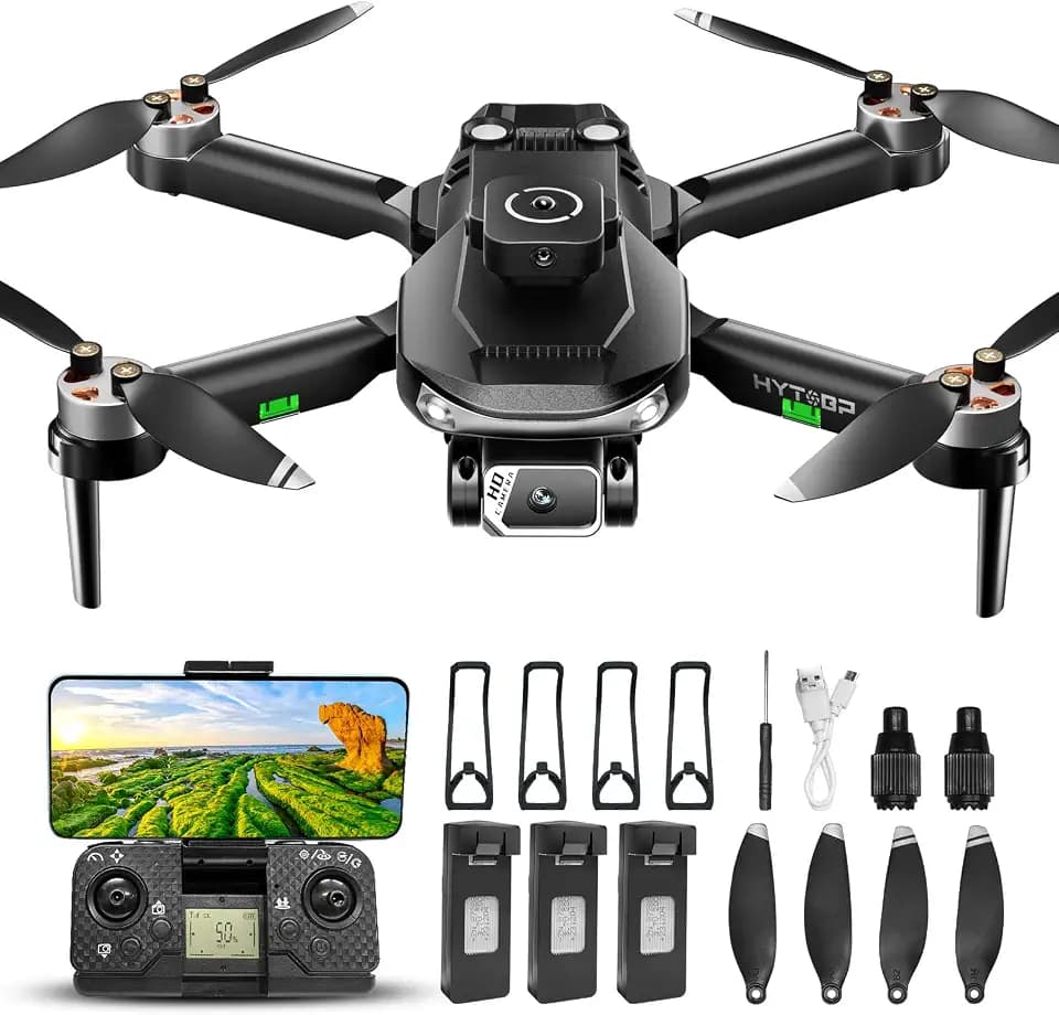 Drone with Camera for Adults 1080P, Brushless Motor Drone with 3 Batteries, Optical Flow Hold, Obstacle Avoidance, Follow Me Mode, 90° Adjustable Camera, Includes Carrying Case (Age 14+)(Black)