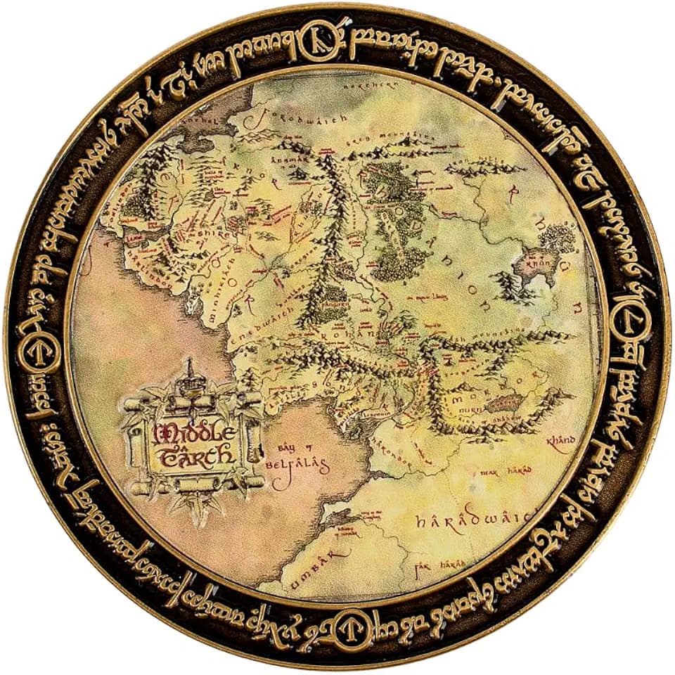 Herr der Ringe Sammlermünze - Mittelerde-Karte Deluxe-Prägung - HDR LOTR Fanartikel Sammlerstück - Geschenke für Herren Damen Erwachsene Fans