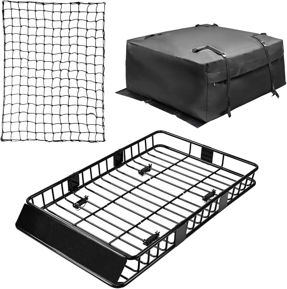 Leader Accessories 64"x39"x4" Roof Rack Cargo Basket with Cargo Bag & Net