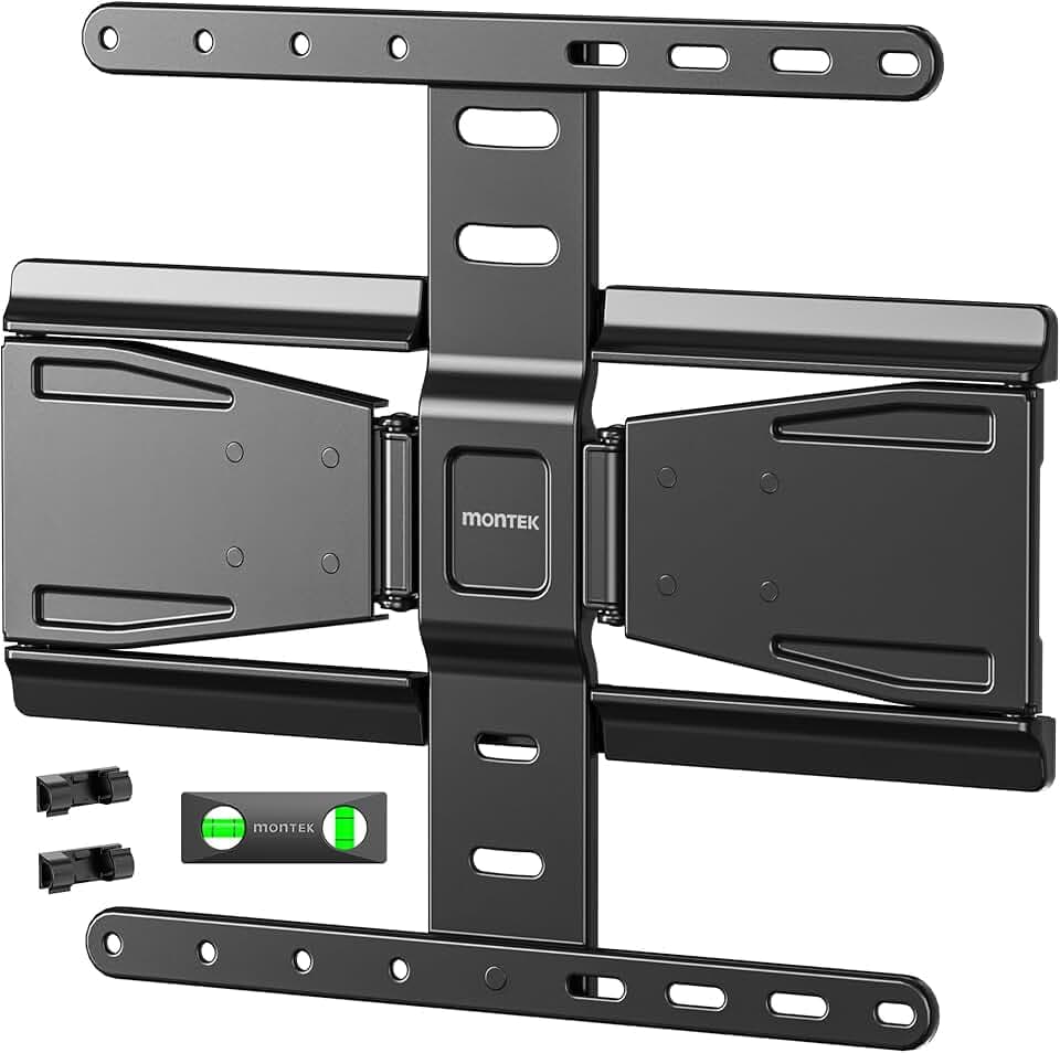 monTEK 0.77" Ultra Slim TV Wandhalterung für 37-75 Zoll Fernseher | TV Halterung mit Gelenkigen Doppelarmen,Schwenk & Neige & Nivellier & Ausziehbare,MAX VESA 400x400 mm, bis zu 65 kg
