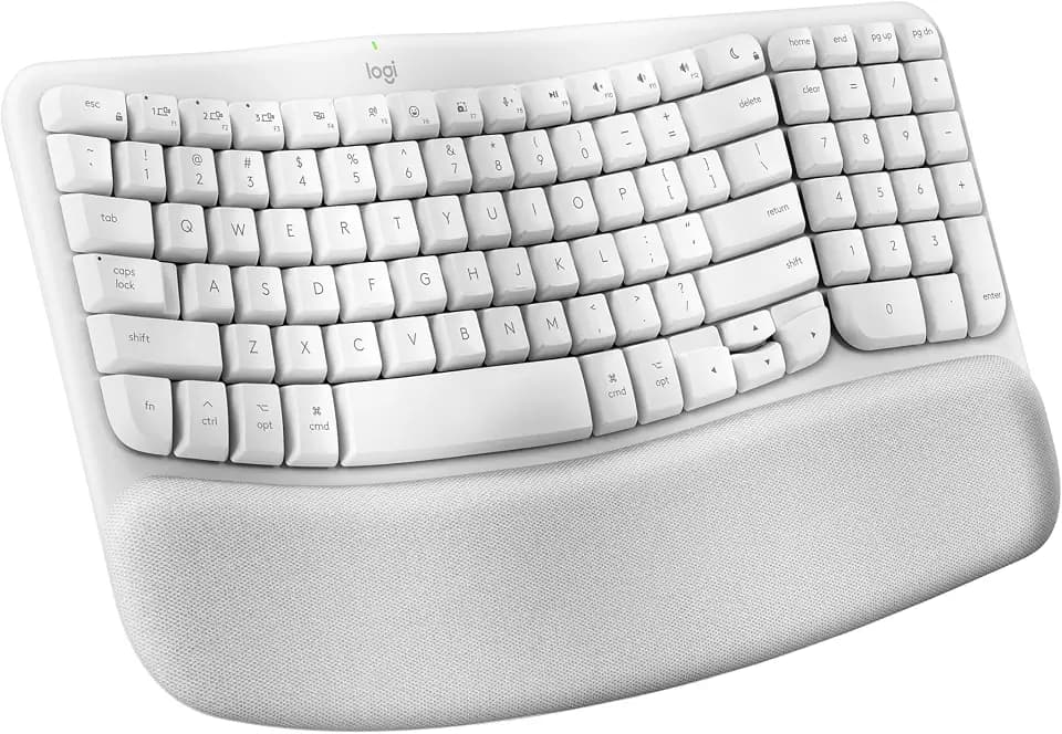 Logitech Wave Keys Ergonomic Wireless Bluetooth Keyboard for Mac, Off White