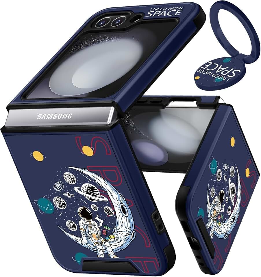 Funermei for Samsung Galaxy Z Flip 5 Case with Ring Stand, Astronaut