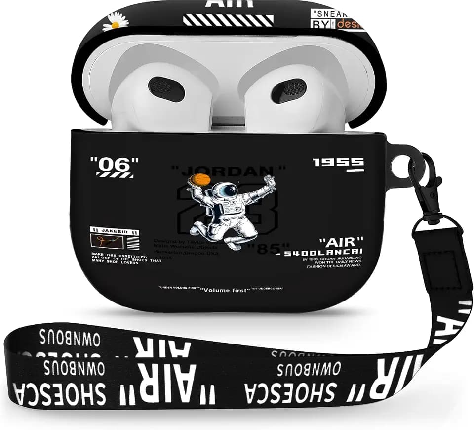 Gedicht for Airpods 3 Case, Cute Cool Astronaut Pattern TPU Soft Case, Shockproof with Lanyard & Keychain