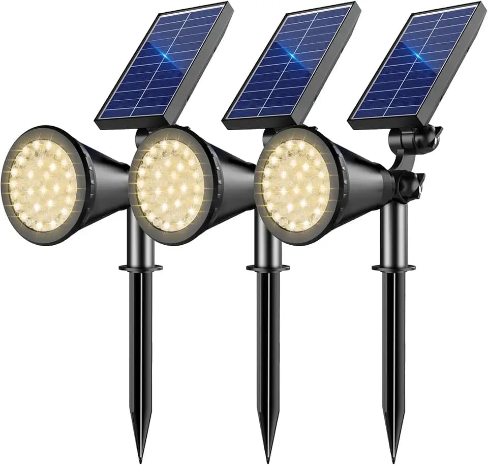 Solar Lights Outdoor Waterproof Spot Lights, Warm White 3 Pack