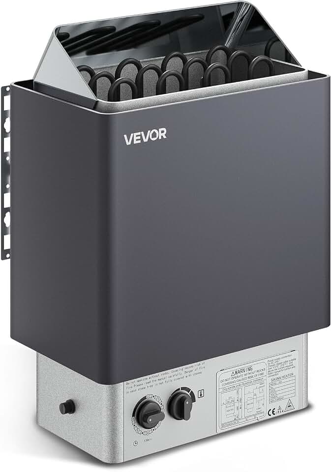 VEVOR Sauna Heater,220V Electric Sauna Stove, Steam Bath Sauna Heate 3h Timer and Adjustable Temp for Max. 176-318 Cubic Feet, Home Hotel Spa Shower Use (6KW) FCC Certification