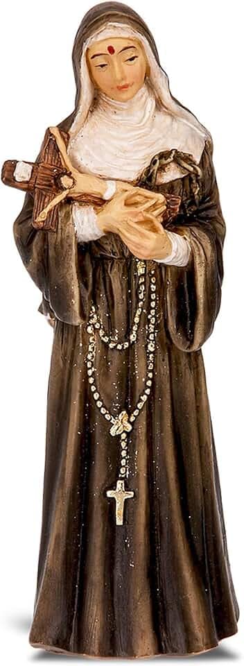 WJH Saint Rita of Cascia 4 Inch (H) Statue with Gold Embossed Prayer Card