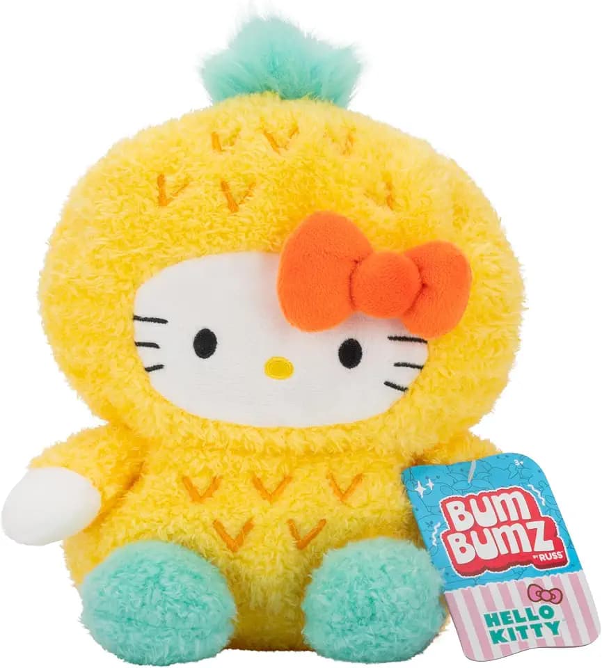 BumBumz 7.5-inch Hello Kitty FruitBumz Plush - Sanrio Hello Kitty Dressed as a Pineapple Collectible Toy - from the Makers of Original Squishmallows