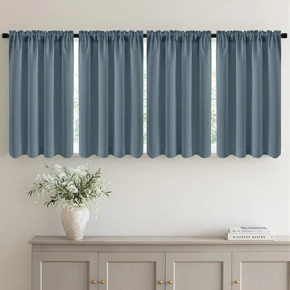 MIULEE Grey Blue Blackout Curtains 54 Inch Length for Bedroom 4 Panels