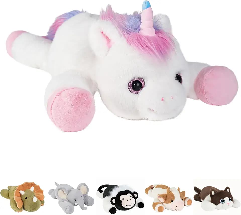 GILFWM 21" Weighted Stuffed Animals Pink Unicorn Plush 3lbs Gift Box Set
