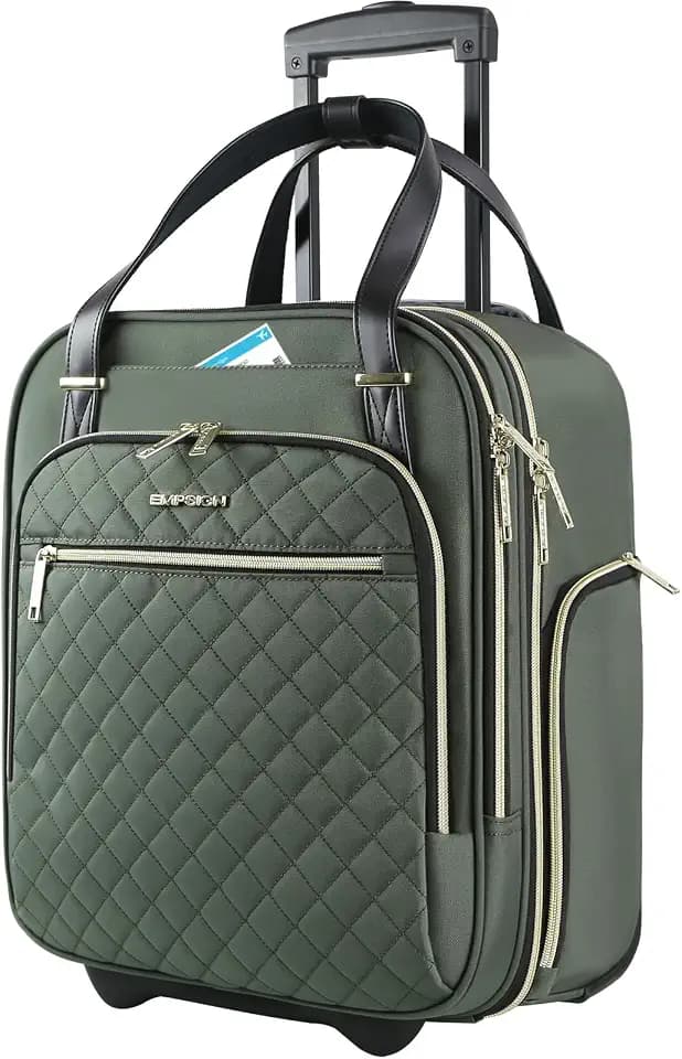 EMPSIGN Underseat Carry On Wheeled 16" Bag with Wheels, Army Green