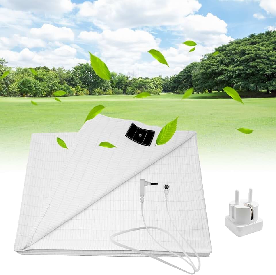 iPalamila Grounding Bed Sheet Erdungsmatte Nach Eu-Norm,Erdungsbettlaken mit 10% Silberfaser und 90% Bio-Baumwolle,Erdungsmatte für besseren Schlaf Erdungsenergie und Rückgewinnung (Weiß 132 * 68cm)