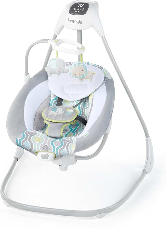 Ingenuity, Everston Babyschaukel, 180° drehbar, 3 Schaukelrichtungen und 6 -geschwindigkeiten, spielt 8 Melodien und weißes Rauschen, ab der geburt bis 9kg