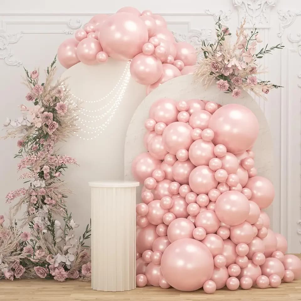 108Pcs Double Stuffed Pearl Pink Balloon Garland Arch Kit