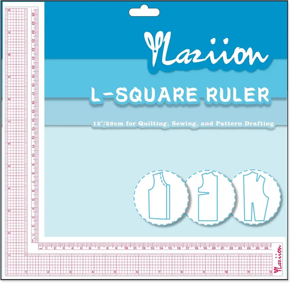 YLaziion 12" Acrylic L-Square Sewing Ruler, Right Angle Quilting Tool
