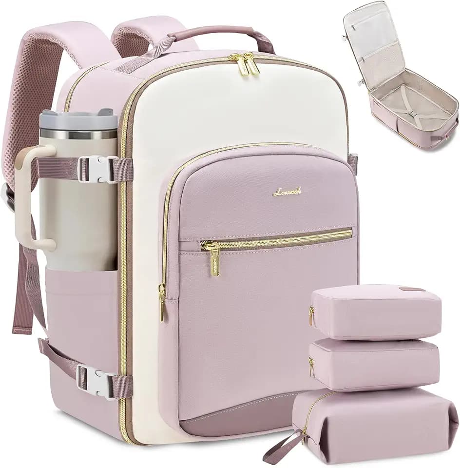 LOVEVOOK 40L Travel Backpack for Women & Men, Airline Approved Carry On Luggage with 3 Packing Cubes, TSA Overnight Bags, Waterproof Personal Item Bag, Weekender Essentials Backpacks fits 17" Laptop