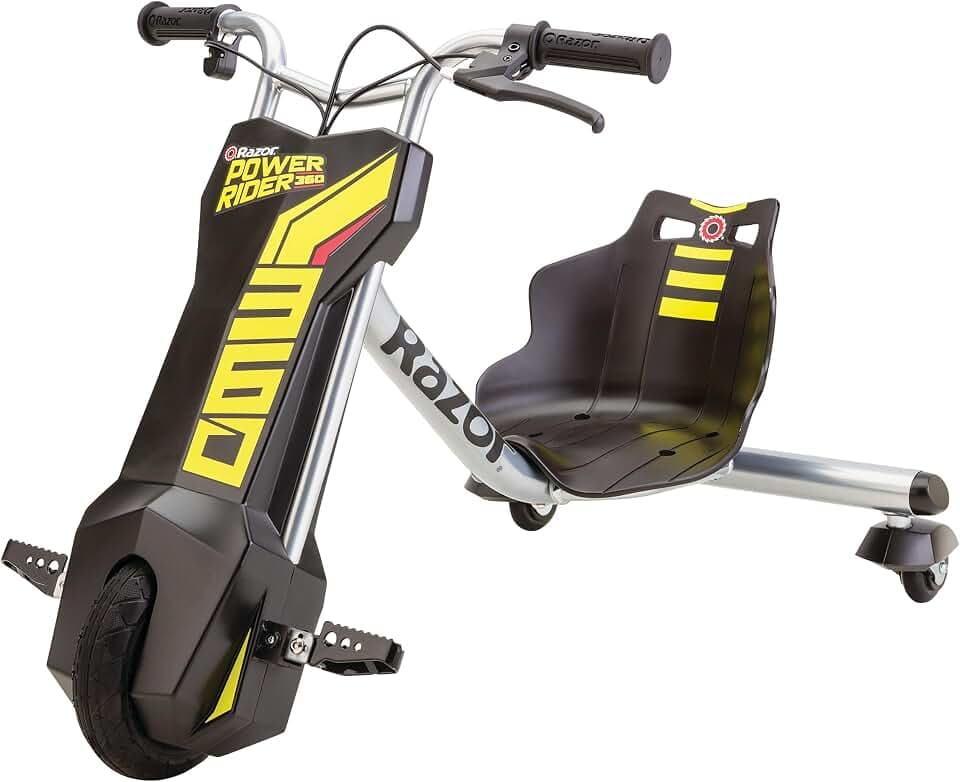 Razor PowerRider 360 for Kids Ages 8+ - Electric Tricycle, Up to 9 mph, Welded Steel Fork, 12V Powered Ride-On, For Riders up to 120 lbs