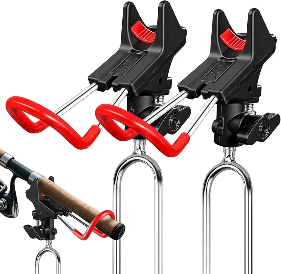 Leeko Rutenhalter, Angelrute Halter 2 Stück Edelstahl Universal Ruten Ständer 360°Verstellbar Angelrutenhalter Angelzubehör