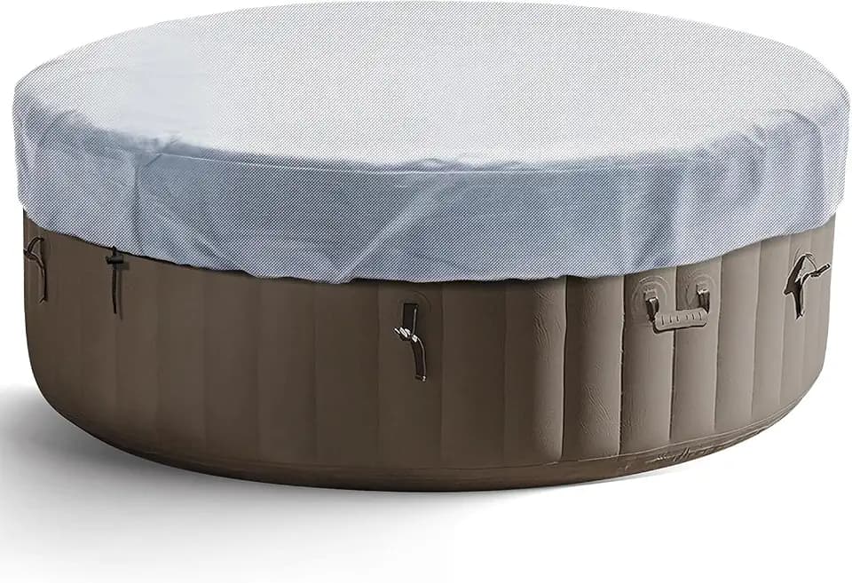 Round Hot Tub Cover 420D Polyester Waterproof Spa Covers for Hot Tub Replacement Outdoor Patio Hot Tub Protector (Grey, 75" Dx12 H)