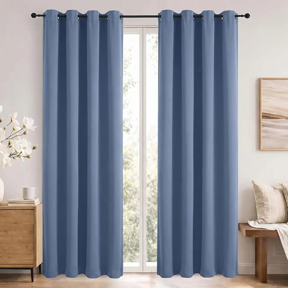 Simplebrand Denim Blackout Curtains 84 Inch Length 2 Panels Set for Bedroom/Living Room, Solid Room Darkening Thermal Insulated Grommet Energy Saving Window Treatment Drapes, Each 52" Wide