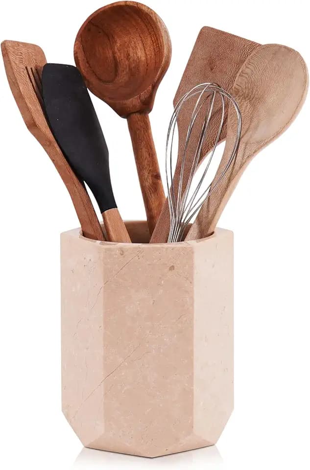 Radicaln Marble Utensil Holder Kitchen Counter, 6.5 Inch Spoon Crock