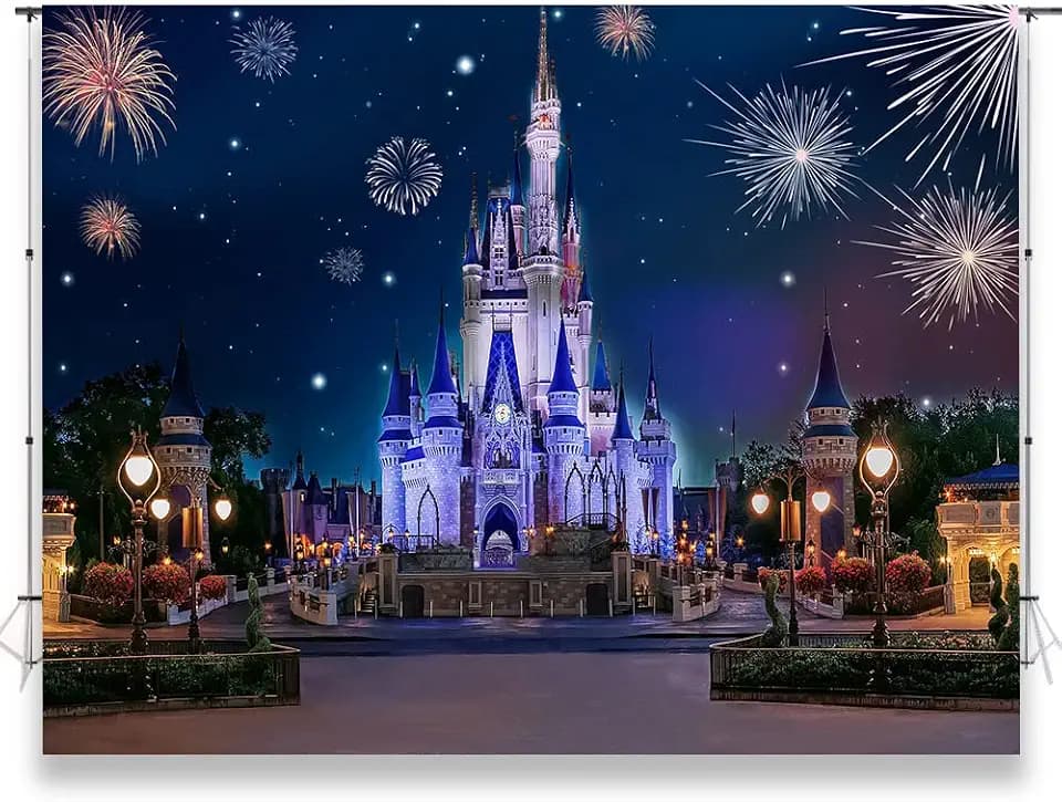 Dream Fairytale Castle Backdrop Fireworks Starry Night Background