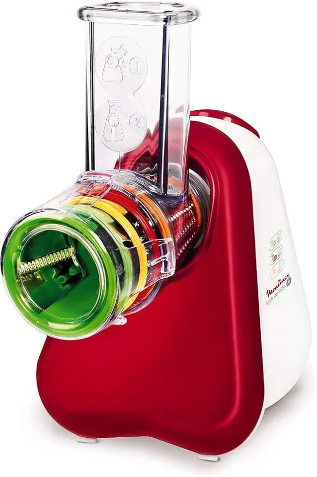 Moulinex DJ755G Fresh Express + Multifunktionszerkleinerer mit 5 Zubehörteilen und einem großen Zulaufrohr