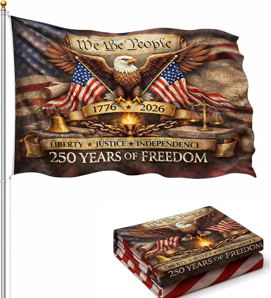 250th Anniversary USA Flag 3x5 Ft – 1776-2026 Patriotic USA Flag, Betsy Ross 13 Star Vintage American Flag, Double Sided 3-Ply Outdoor Flag with Brass Grommets, Fade Resistant - (250 Years Of Freedom)