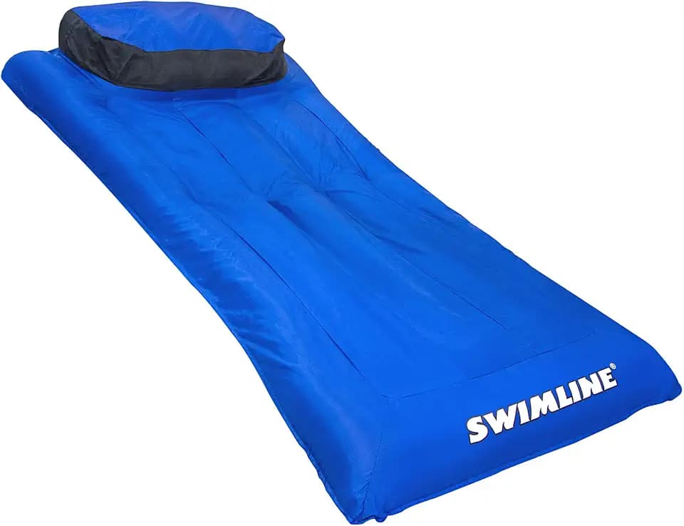 SWIMLINE Solstice Fabric Covered Pool Float Mattress Red Lounger Raft for Adults & Kids I Comfortable Head Back Rest & Quick-Dry Cover for Adult Or Kid Floating & Lounging Dogs 15030R