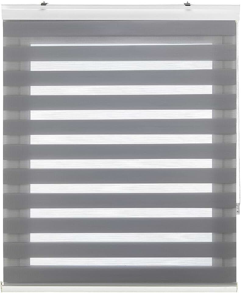 SANSA Doppelrollo mit dekorativer Kassette, Polyester, Grau, 125 x 175 cm