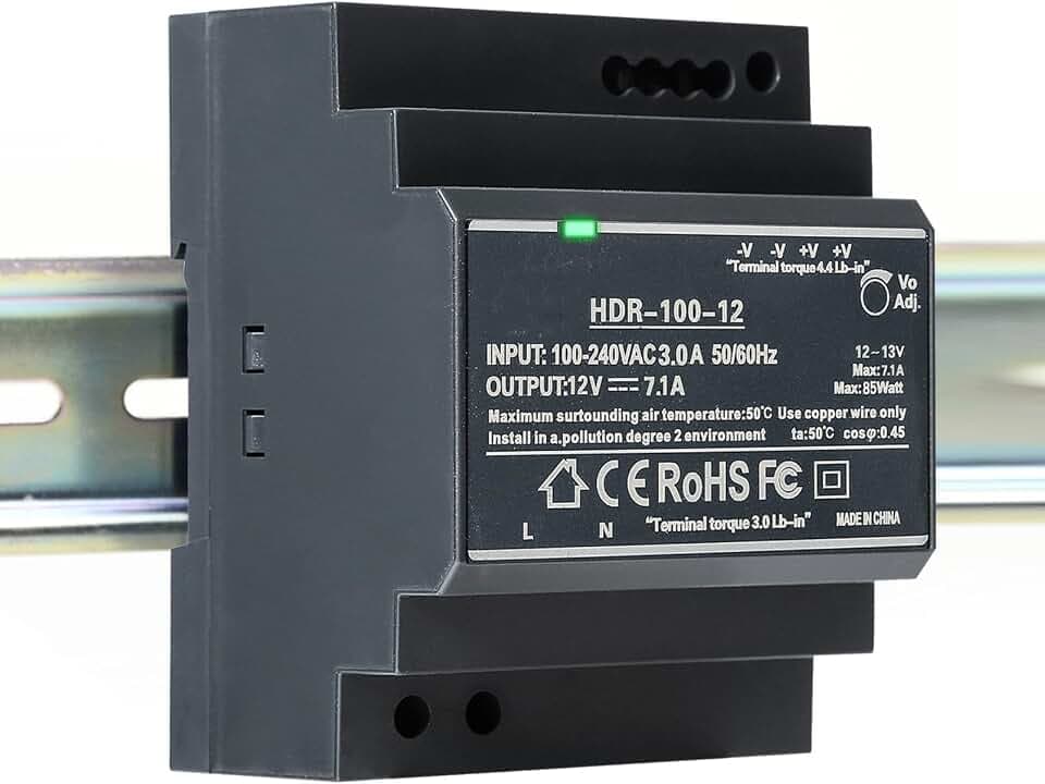 Jadeshay Hutschienen Netzteil 12V 100W DC 7.1A Hutschienen Schaltnetzteil DIN Schienen Netzteil Transformator für Industrielle Automatisierungsgeräte HDR-100-12