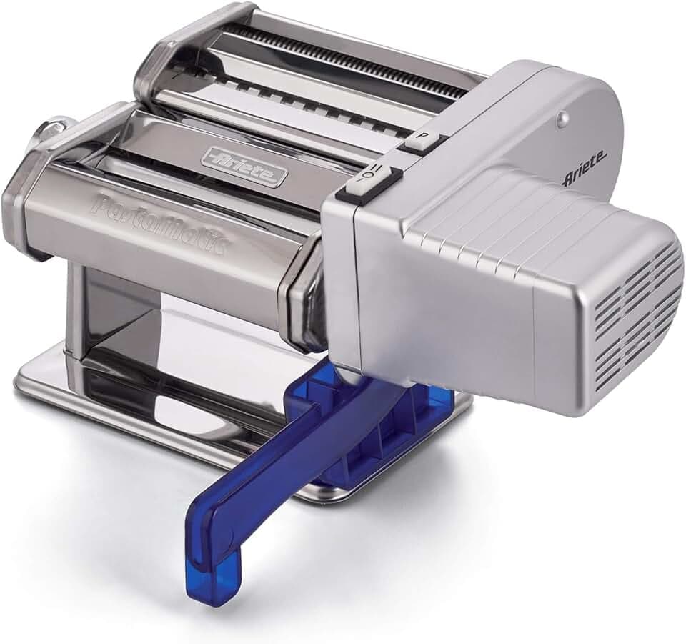 Ariete Pastamatic 1593, Elektrische Nudelmaschine, 2 Geschwindigkeitsstufen + Pulse-Funktion, 9 Variable Teig-Stärken, 5 Nudelformen, Inkulusive Befestigungsklemme und Handkurbel, 90W