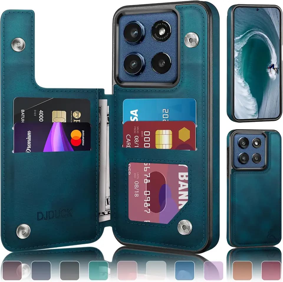 DJDUCK Designed for Moto G Stylus 2025/Stylus 2026 Case Wallet with Card Holder, [Magnetic Clasp Cover] [RFID Blocking Leather Protection] Shockproof Women Men Cases for Moto G Stylus 2025 Teal