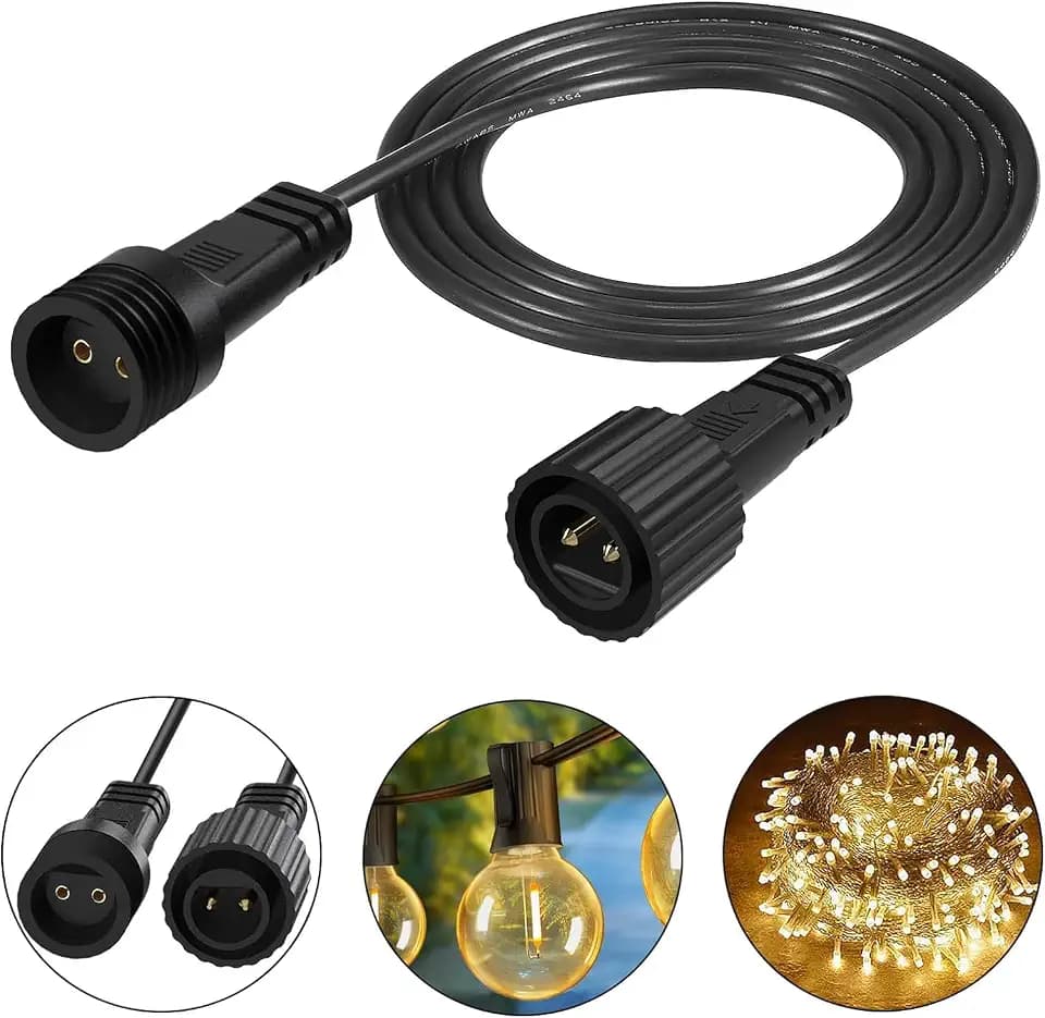Bexdir 10ft 2Pin Waterproof Extension Cable for Outdoor String Lights