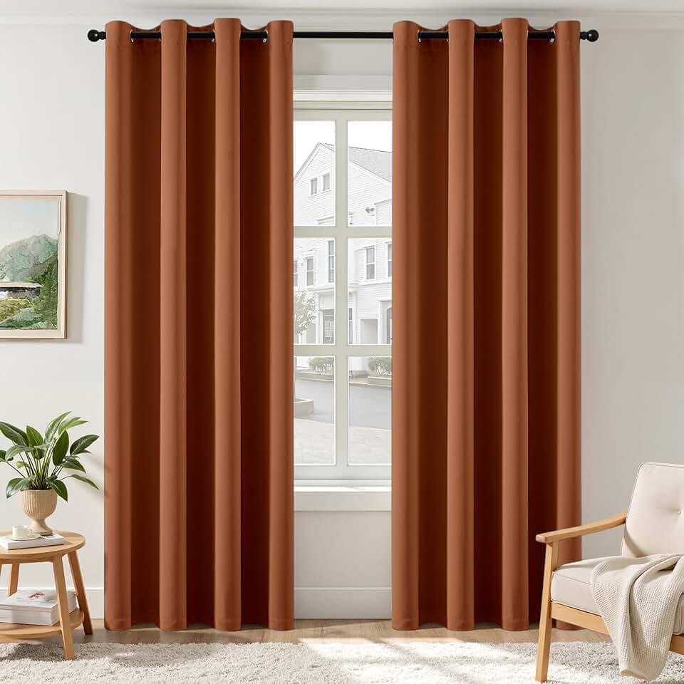 EMEMA Verdunklungsvorhänge mit Ösen 2er Set 140x260cm Terrakotta Gardinen