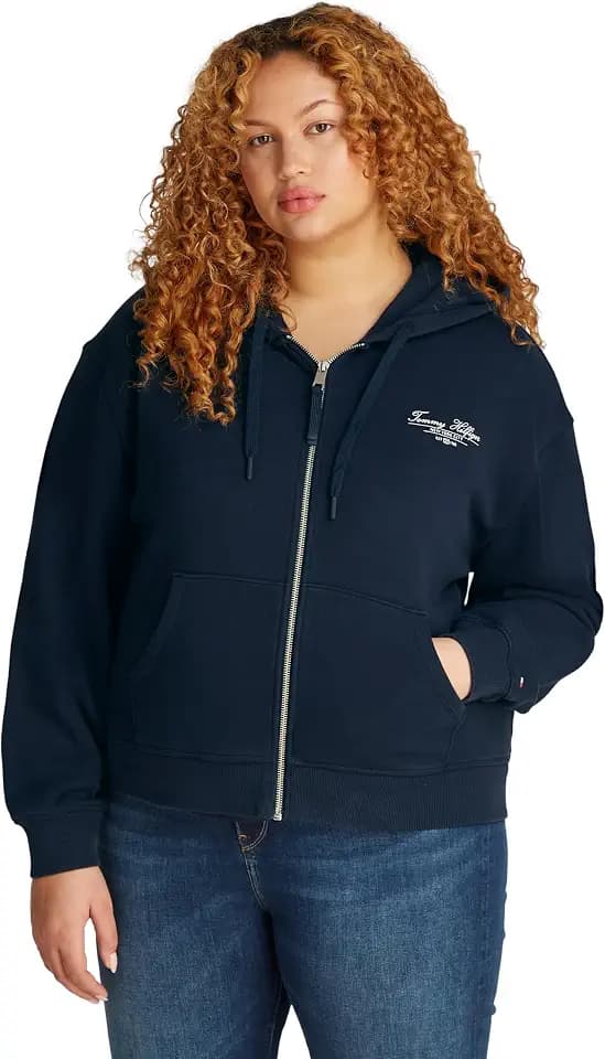 Tommy Hilfiger Damen CRV Reg Script Zip Hoodie Ww0ww46072 CRV REG Script Zip Hoodie WW0WW46072 (1er Pack)